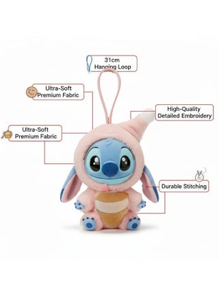 Stitch Figure Keychain Plush Doll 18cm – Cute Vinyl Face Stuffed Animal with Pink Hood & Mango | Disney Lilo & Stitch Surprise Box Series Bag Charm | Soft Hanging Toy Gift for Girls & Kids Birthday Eid Ramadan - view 3